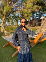 Chiffon Accordion Dress - Navy