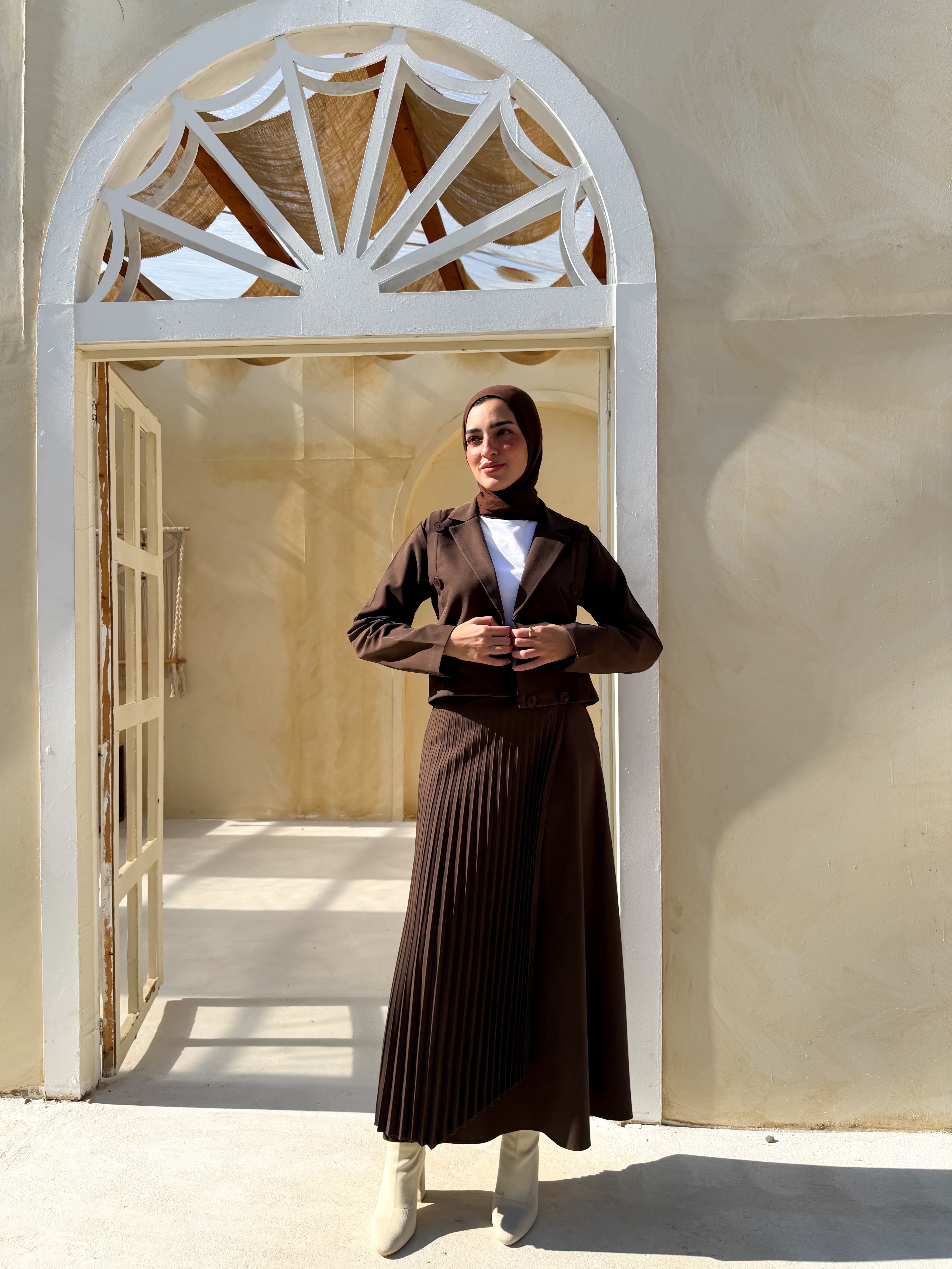 Double Layered  Skirt - Brown