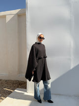 Pleated Blouse With Scarf - Grey