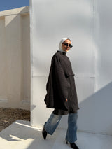 Pleated Blouse With Scarf - Grey