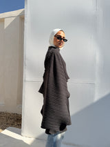 Pleated Blouse With Scarf - Grey