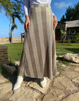 Suede Printed Skirt - Brown