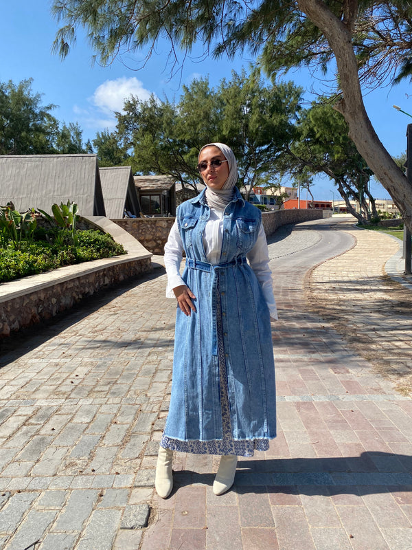 Fringed Denim Vest - Blue