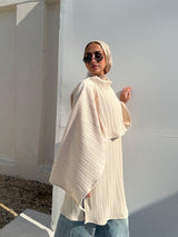 Pleated Blouse With Scarf - Offwhite