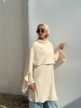 Pleated Blouse With Scarf - Offwhite