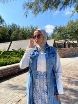 Fringed Denim Vest - Blue