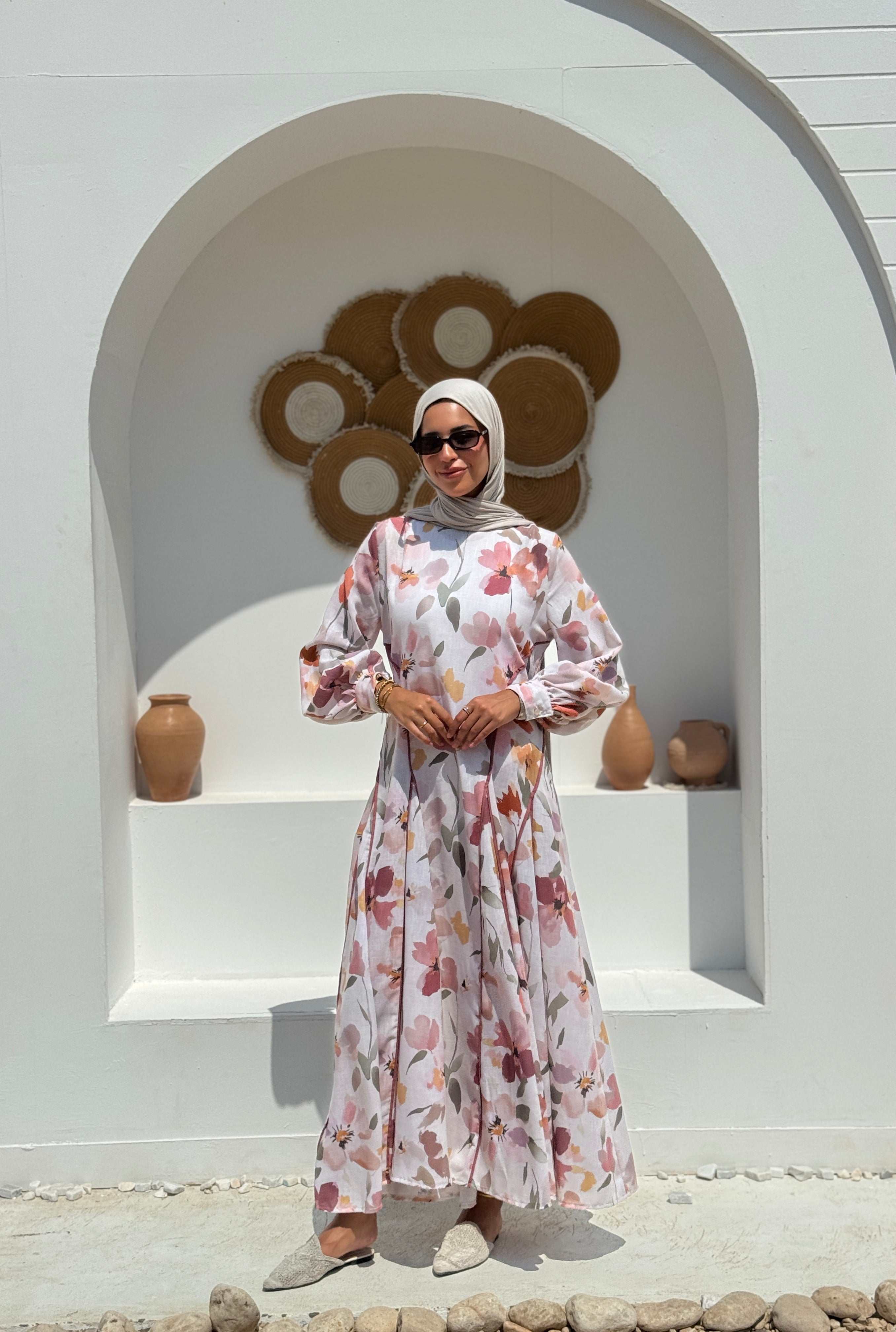 Piped Linen Dress - brick