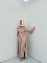 Draped Knot Dress - Beige