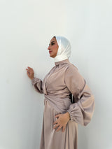 Draped Knot Dress - Beige