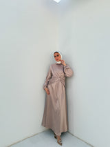 Draped Knot Dress - Beige