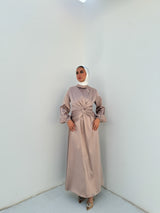Draped Knot Dress - Beige