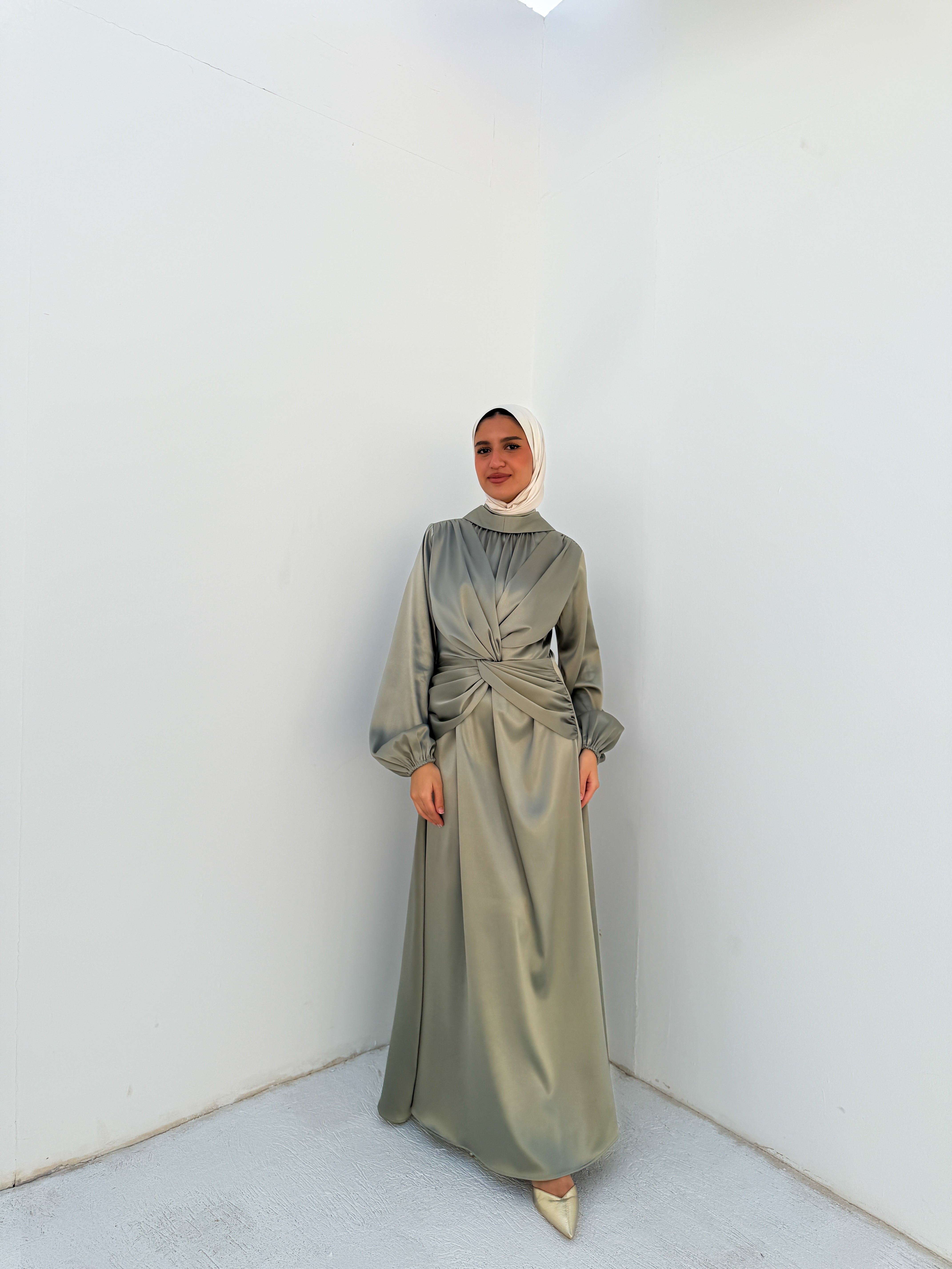 Draped Knot Dress - Mint