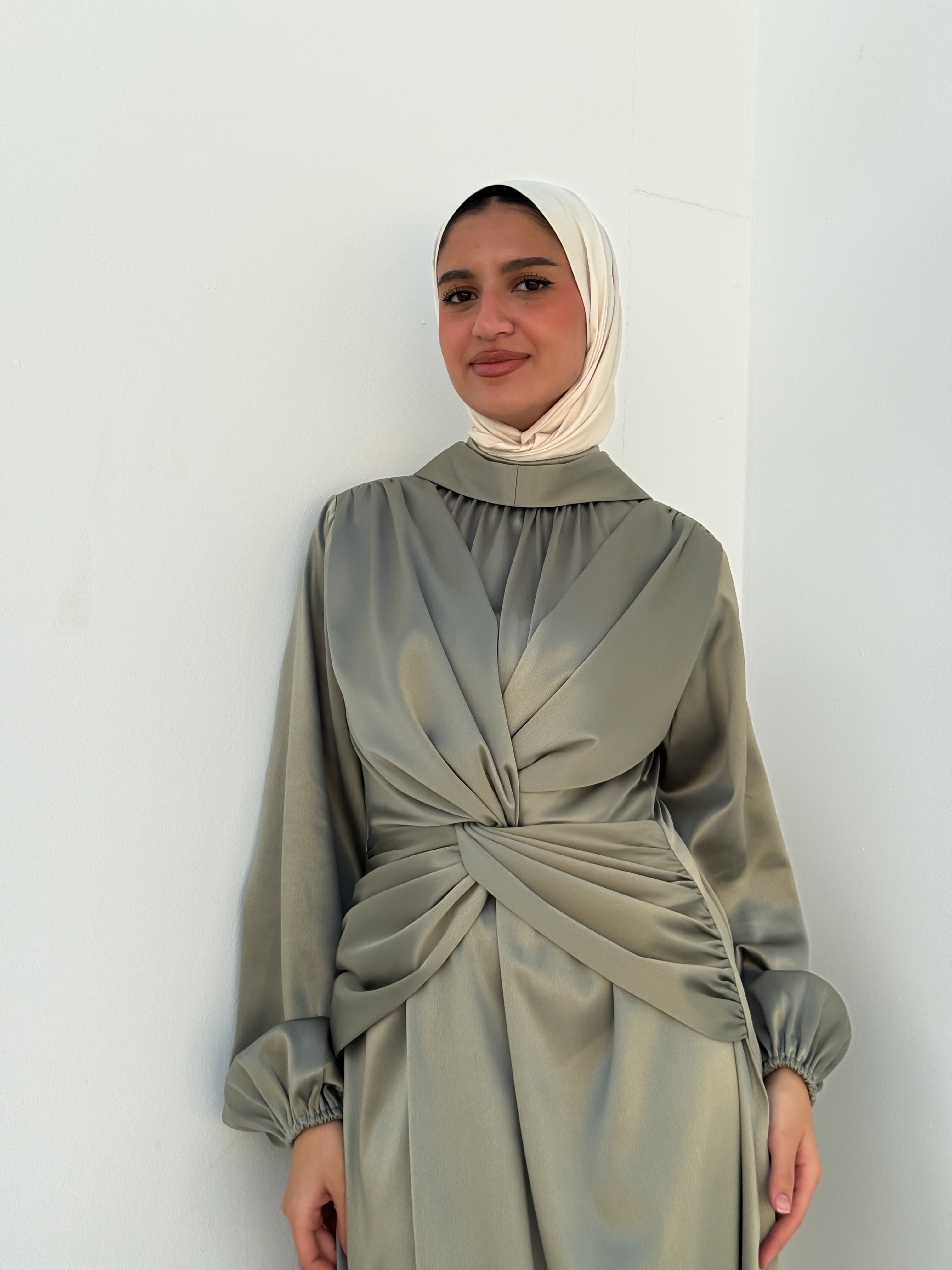 Draped Knot Dress - Mint
