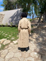Buttoned Gabardine Coat - Beige