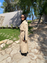 Buttoned Gabardine Coat - Beige
