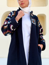 Crochet Panel Jacket - Dark Blue
