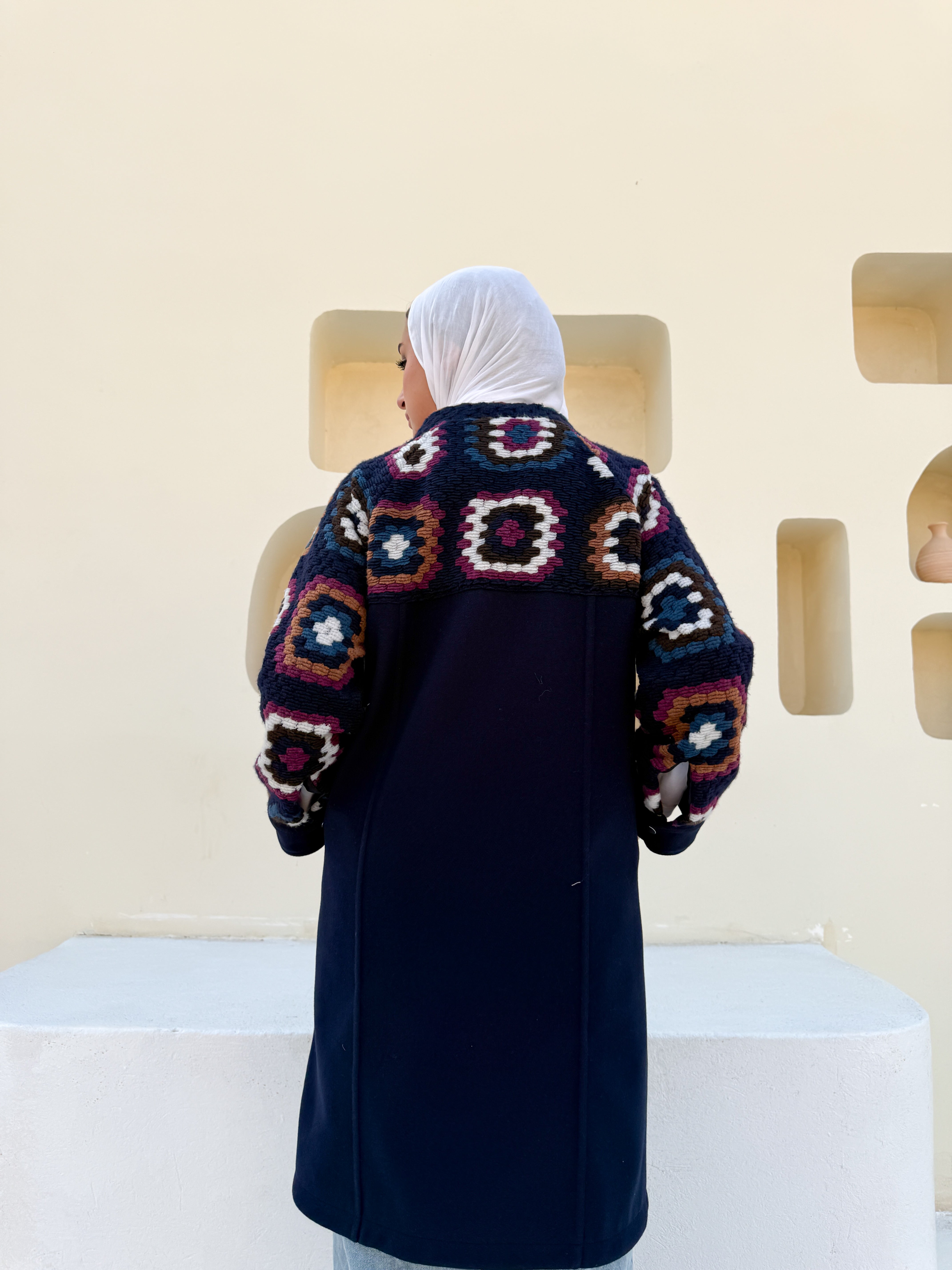Crochet Panel Jacket - Dark Blue