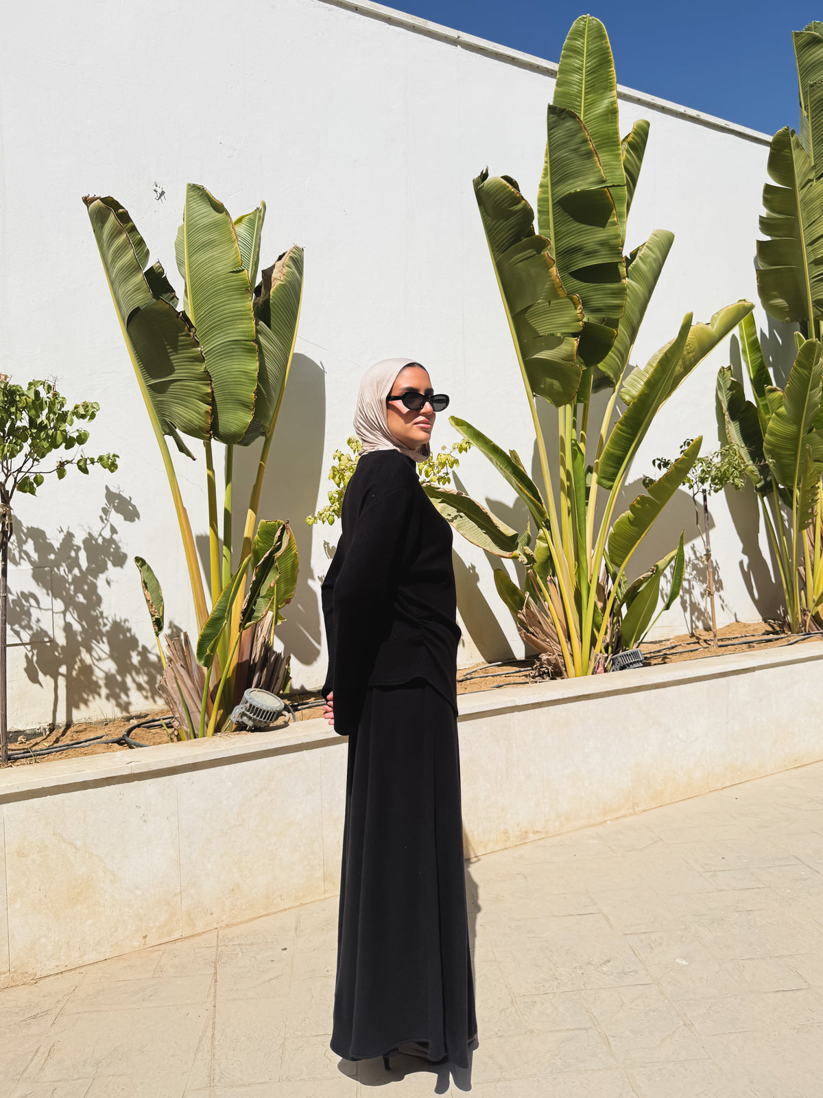Knitted Panels Skirt -Black