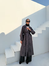 Printed Felt Coat - Black