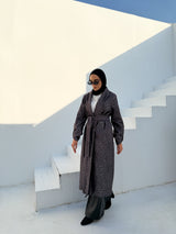 Printed Felt Coat - Black