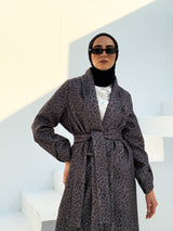 Printed Felt Coat - Black