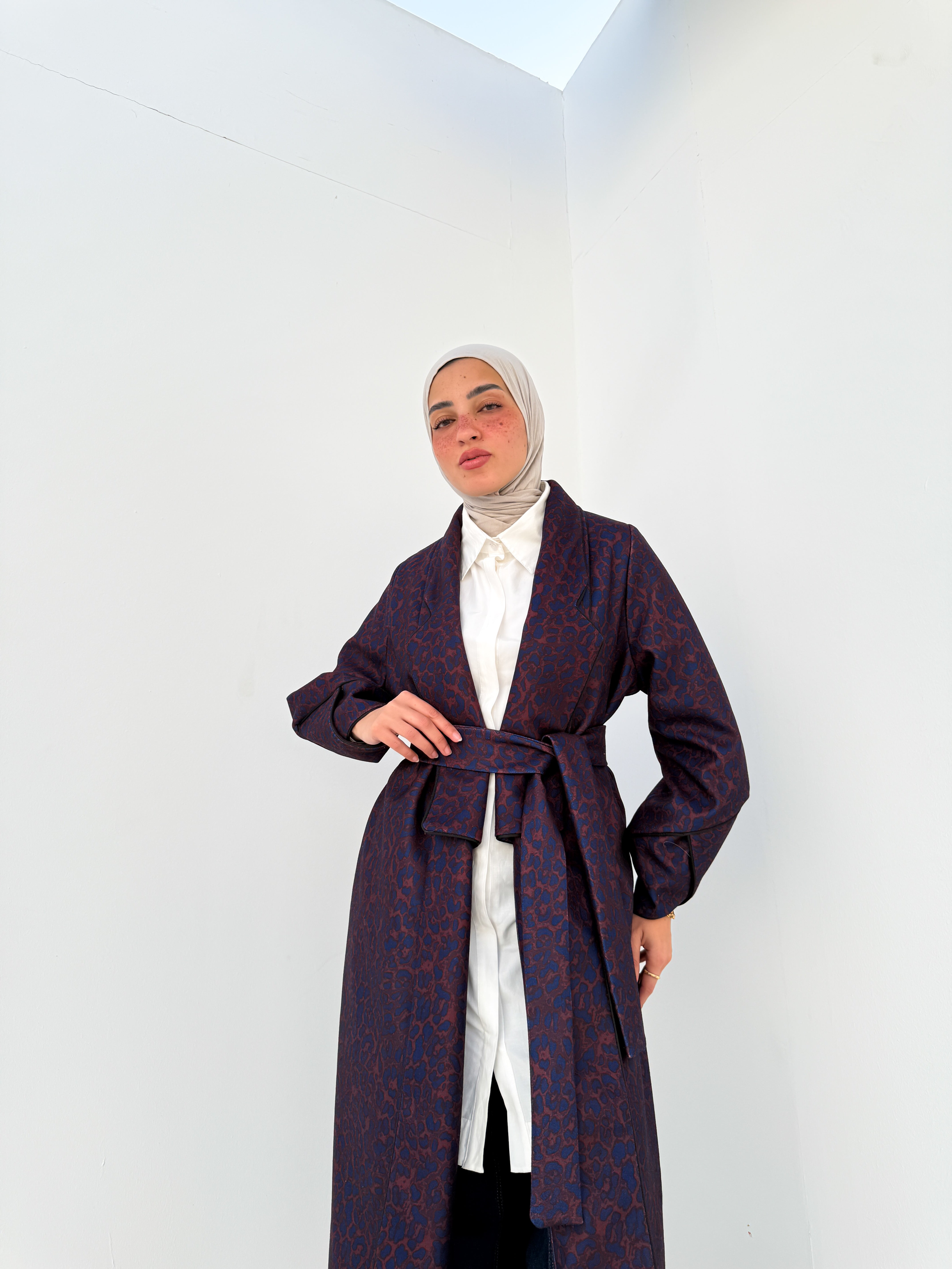 Printed Felt Coat - Blue