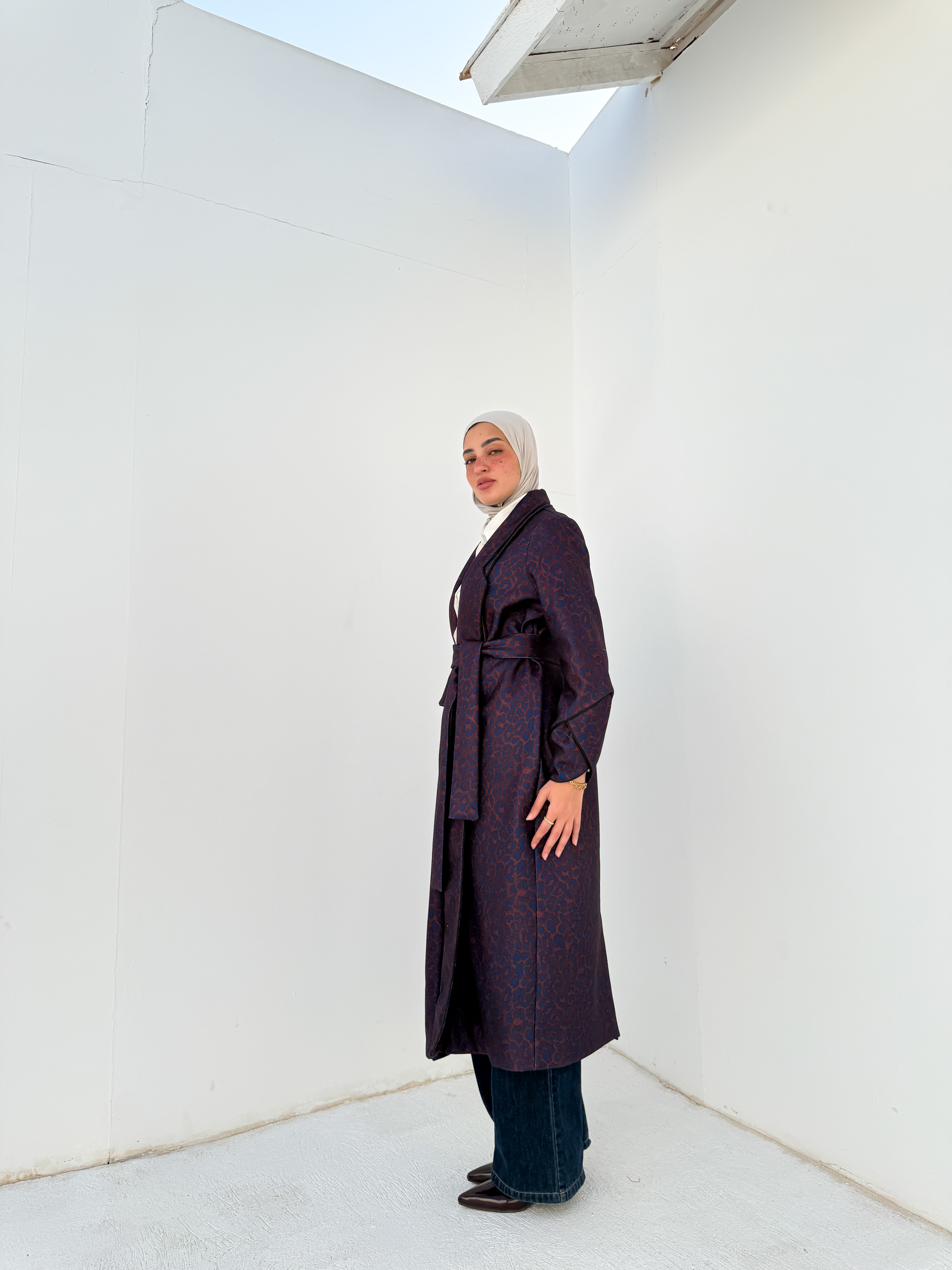 Printed Felt Coat - Blue