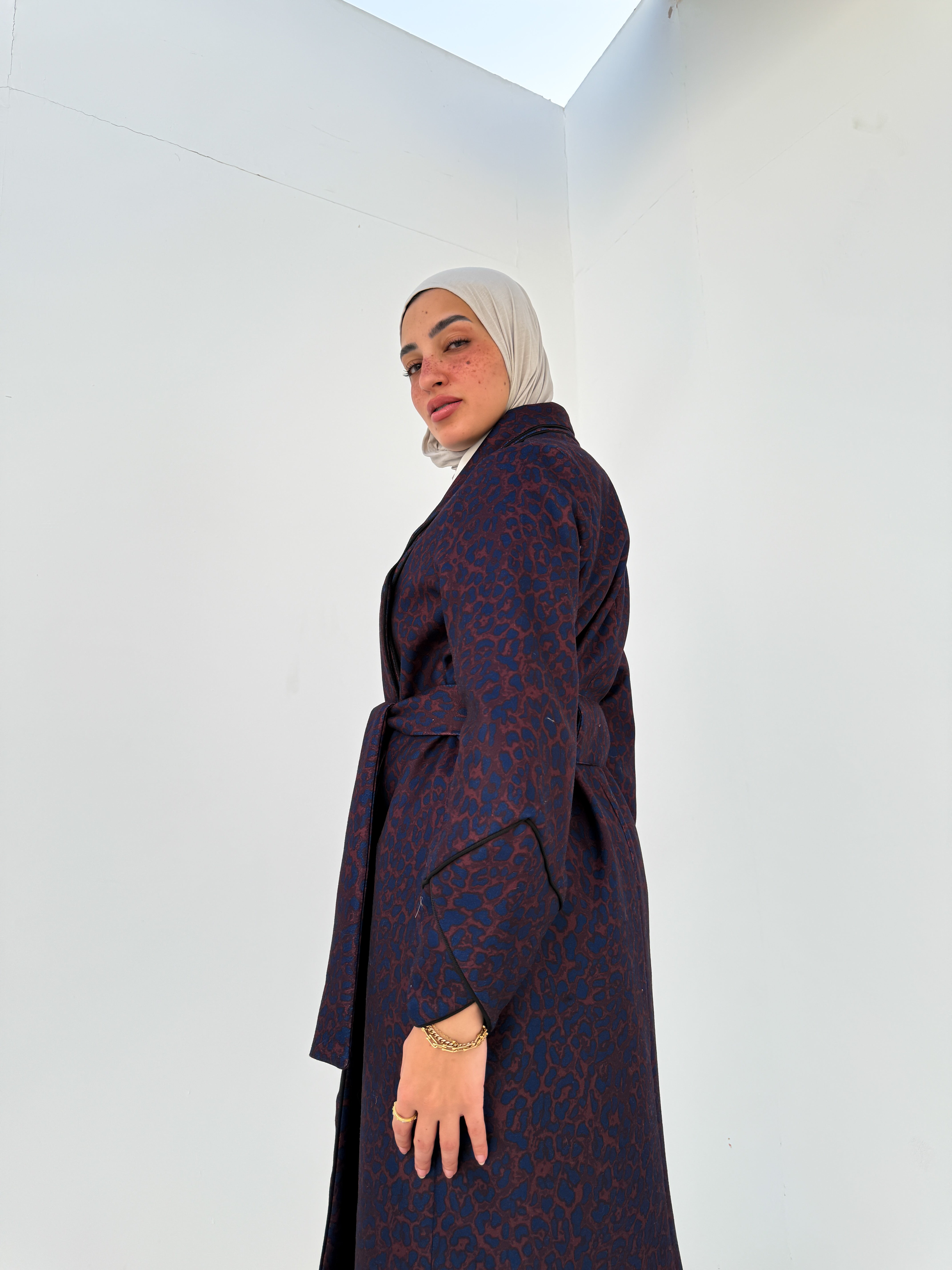 Printed Felt Coat - Blue
