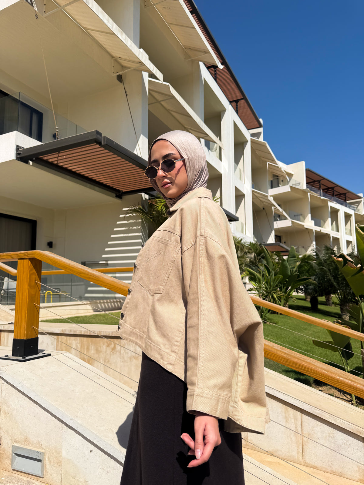 Batwing Gabardine Jacket - Beige