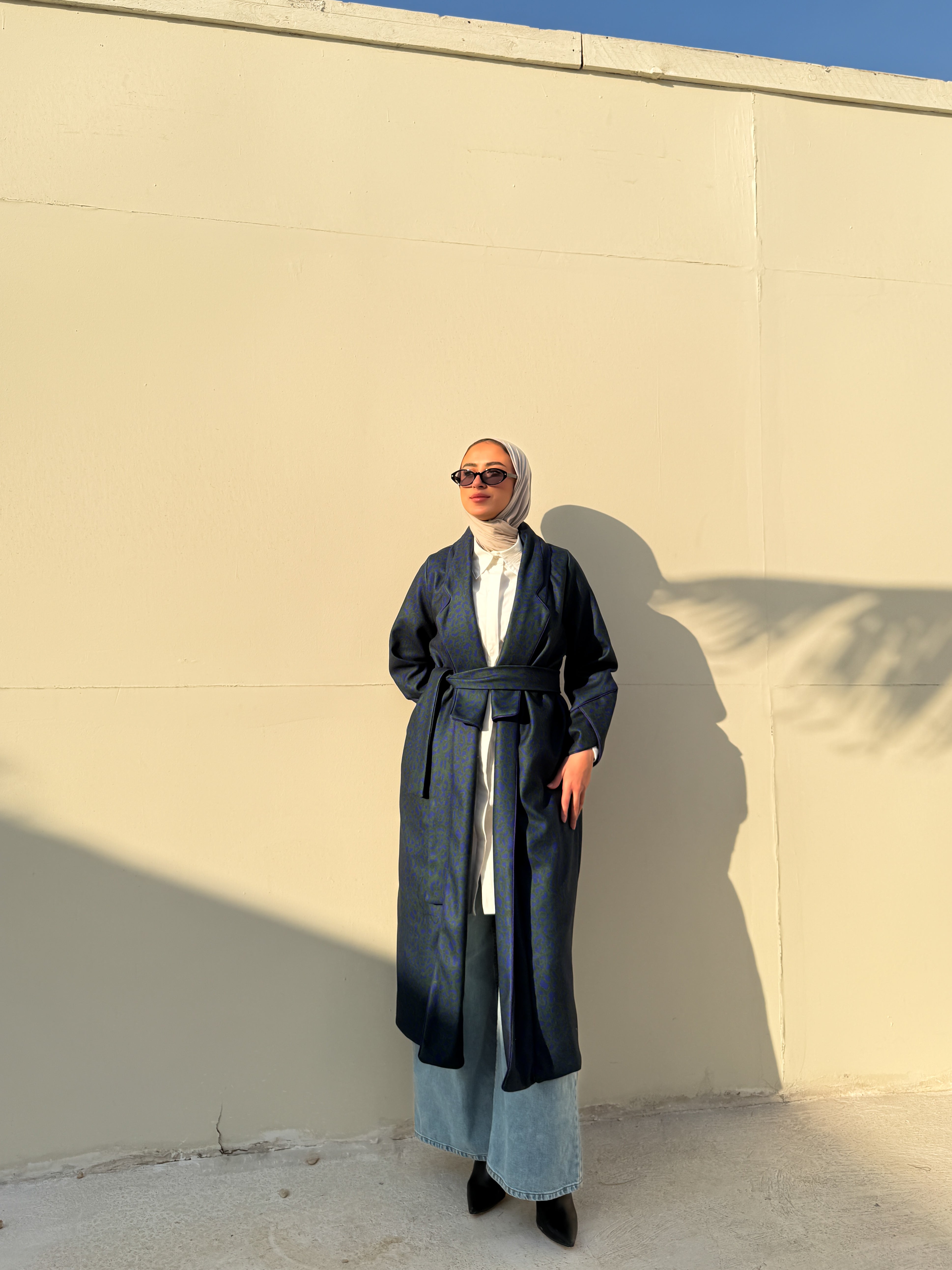 Printed Felt Coat - Green*Blue