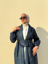 Printed Felt Coat - Green*Blue