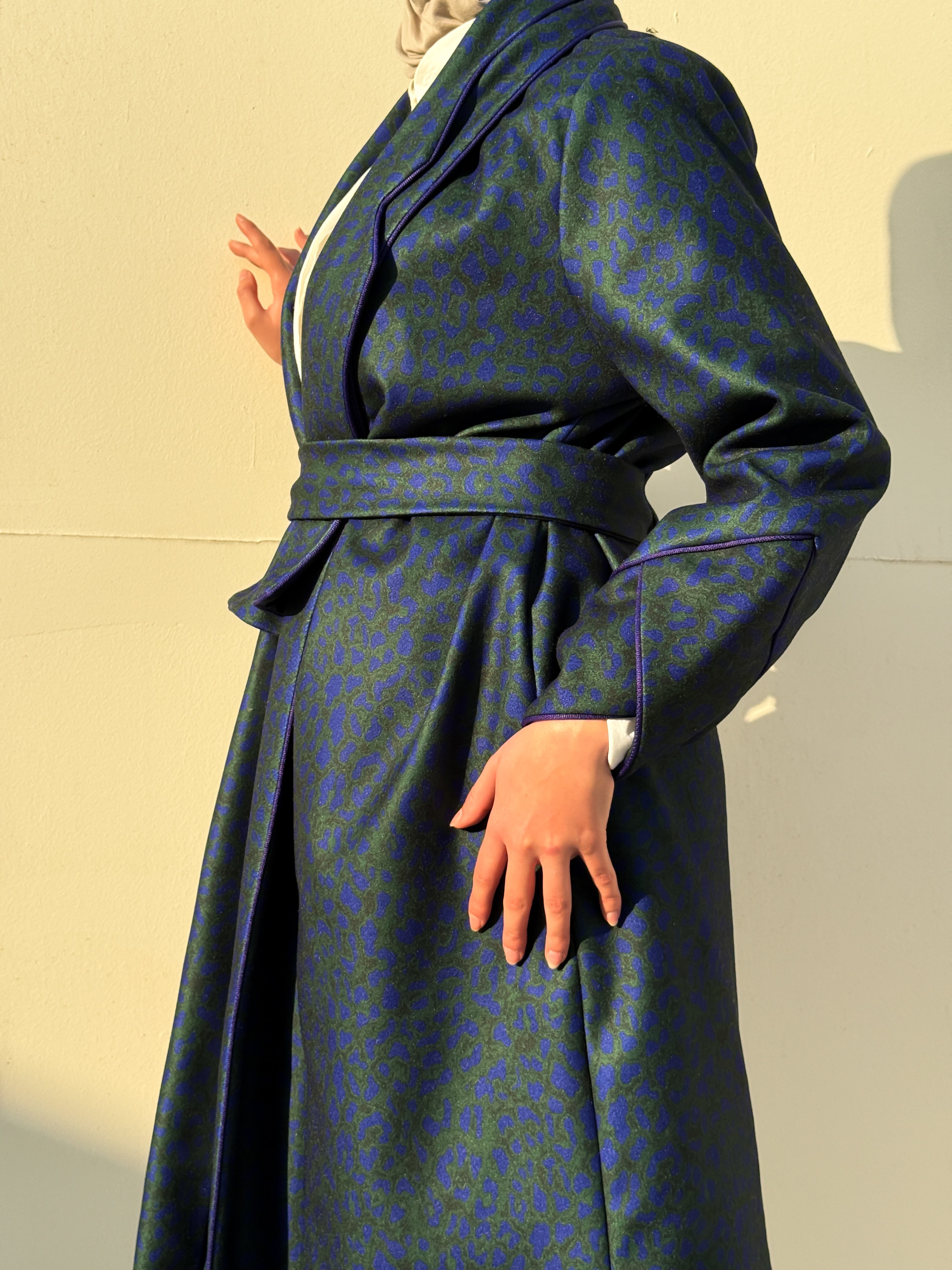 Printed Felt Coat - Green*Blue