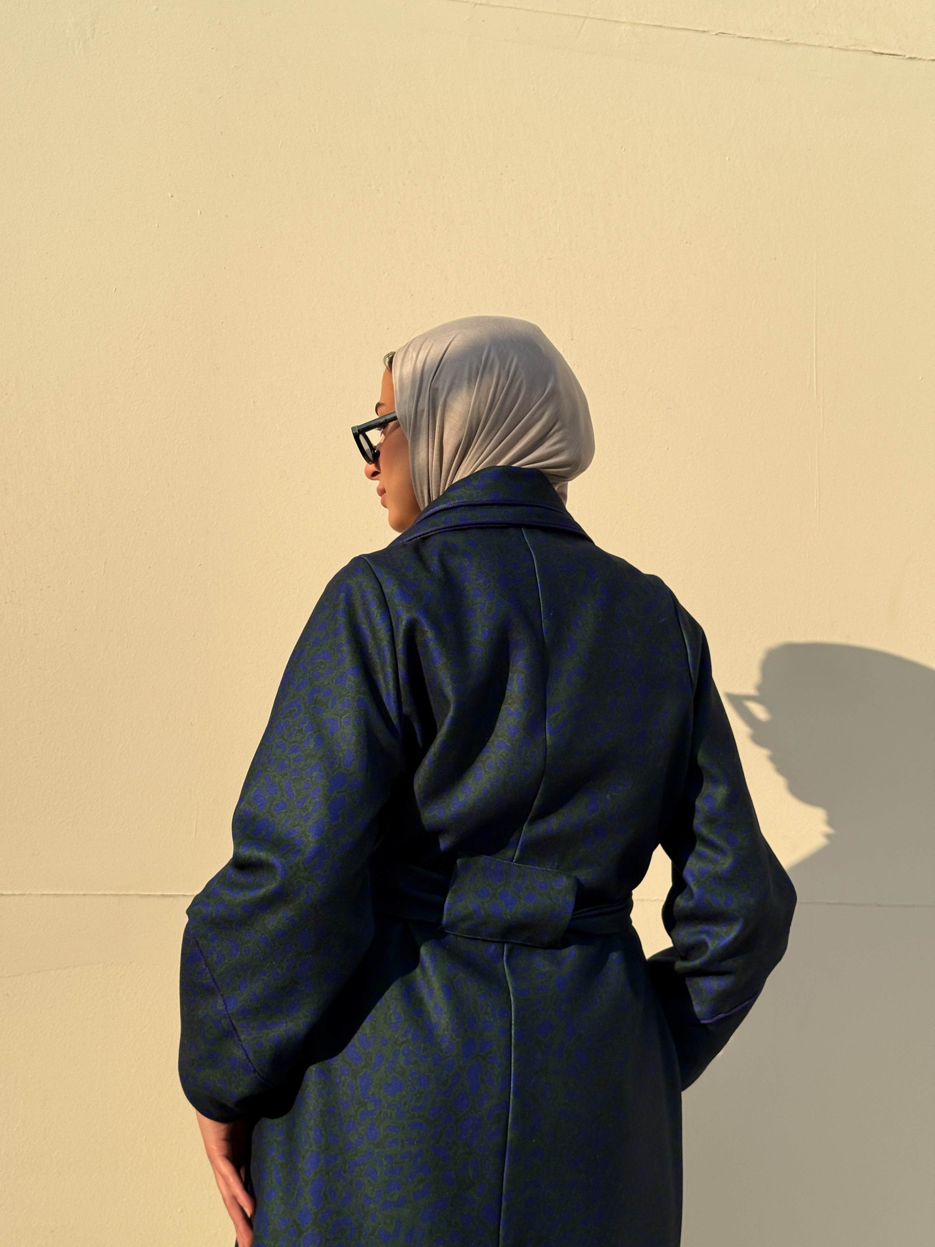 Printed Felt Coat - Green*Blue