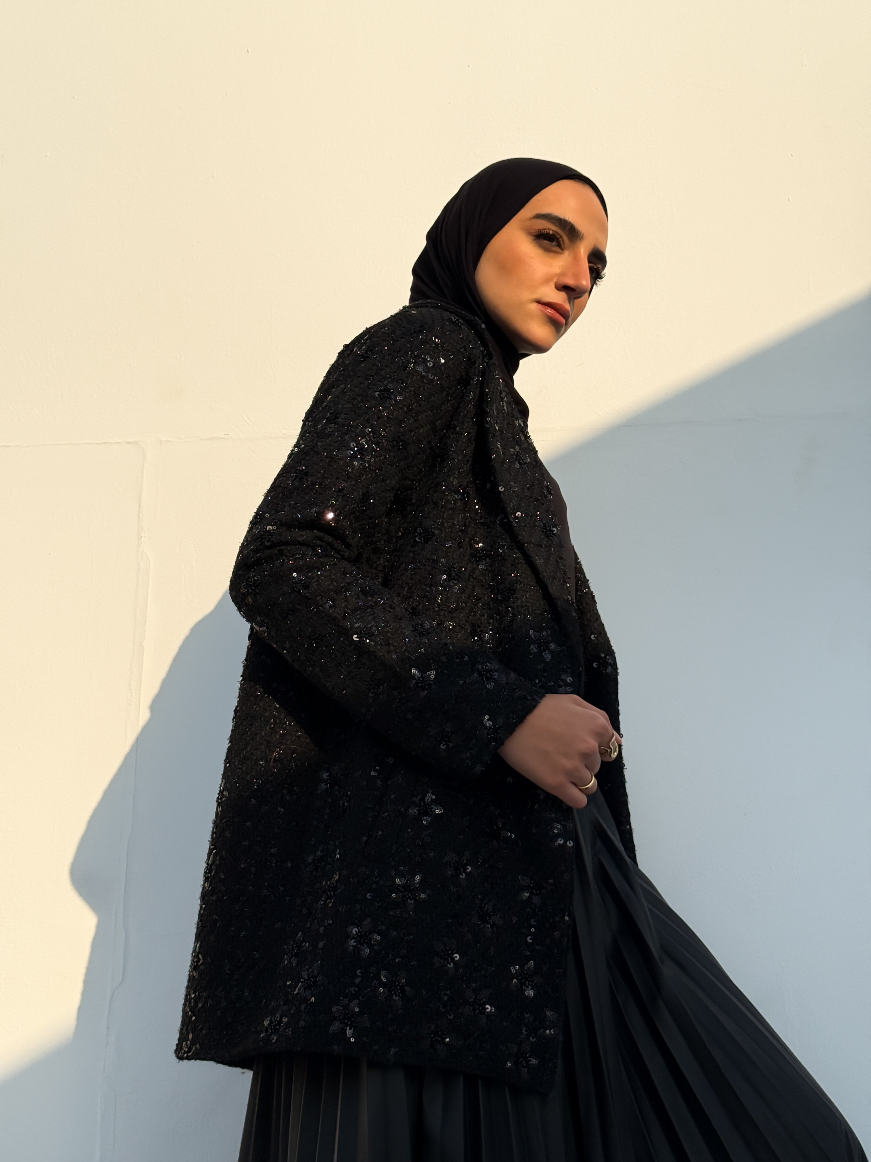 Classic Sequins Blazer - Black