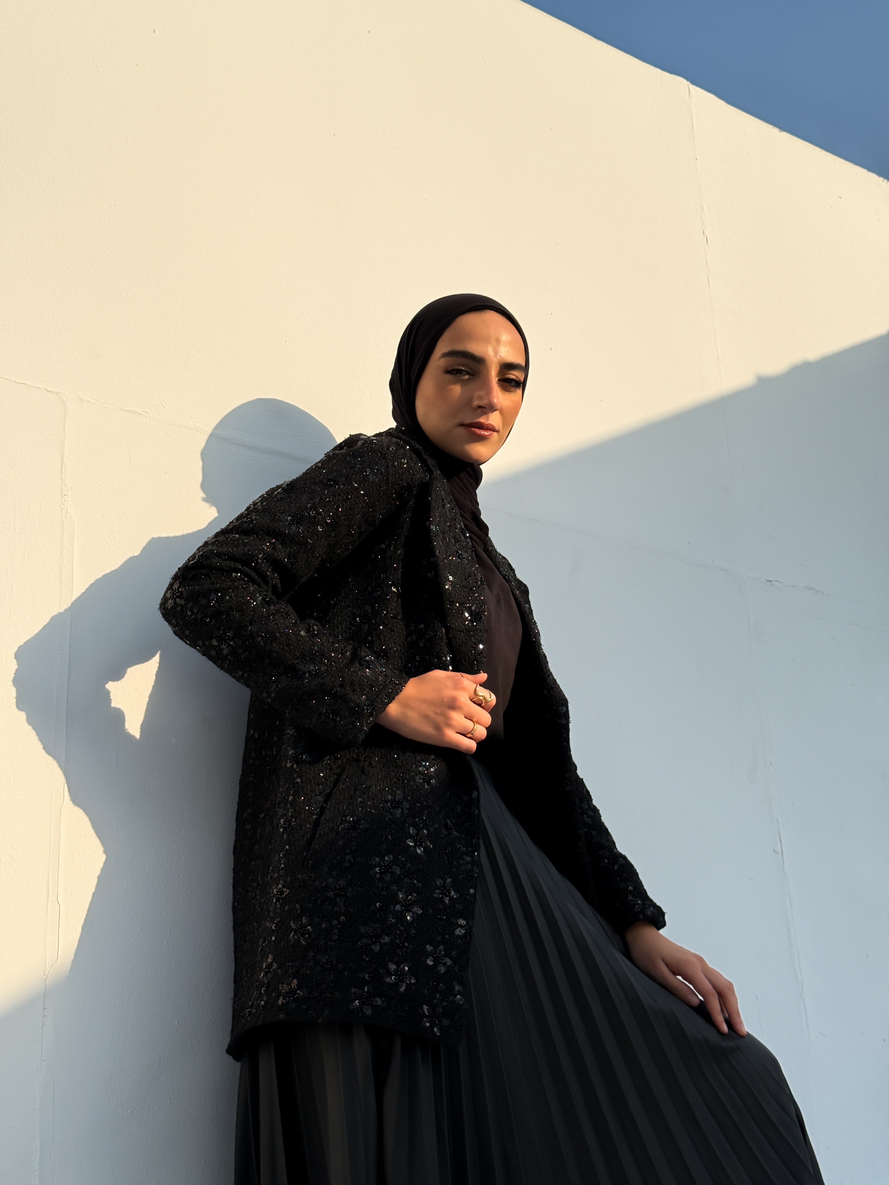 Classic Sequins Blazer - Black