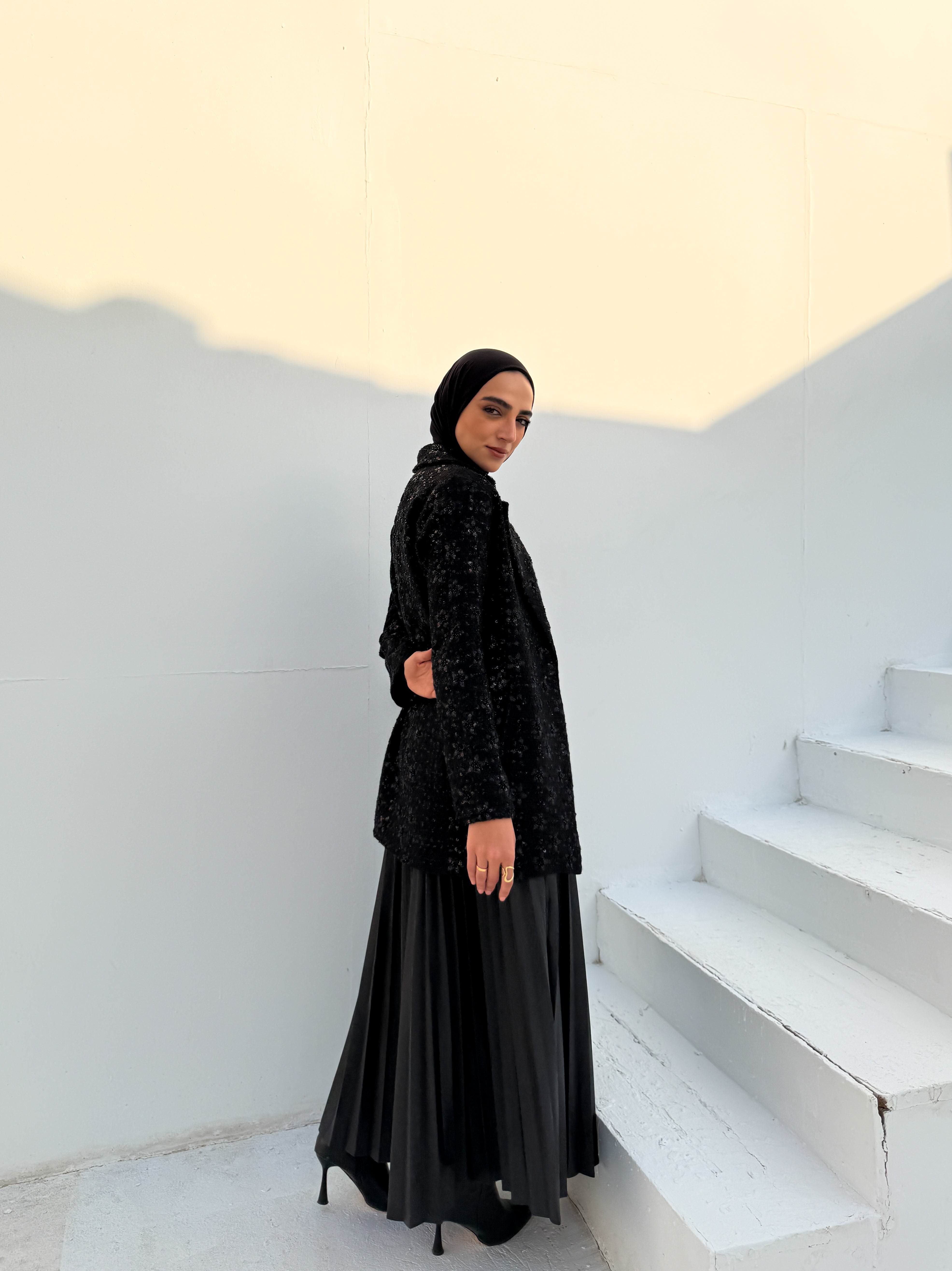 Classic Sequins Blazer - Black