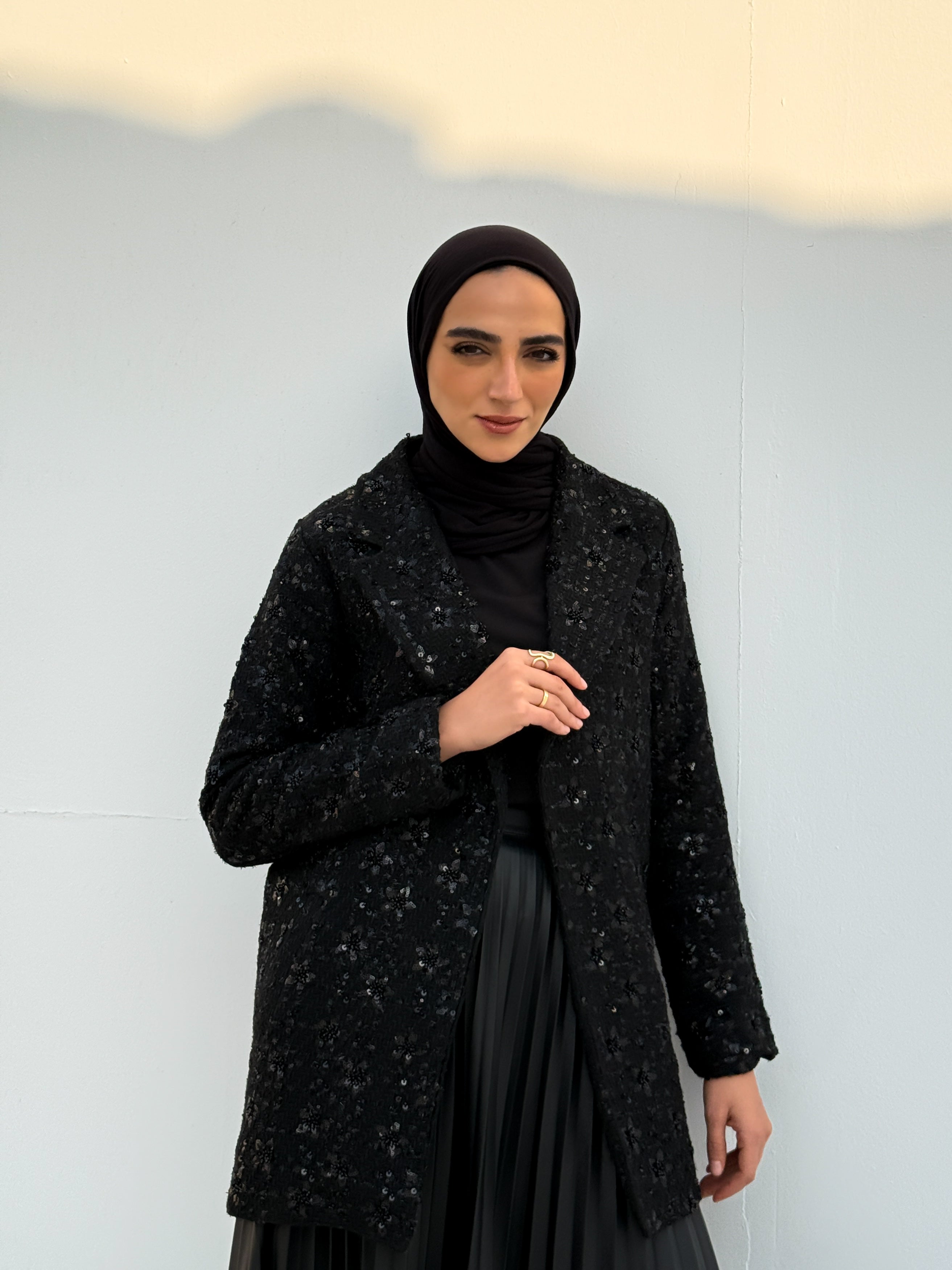 Classic Sequins Blazer - Black