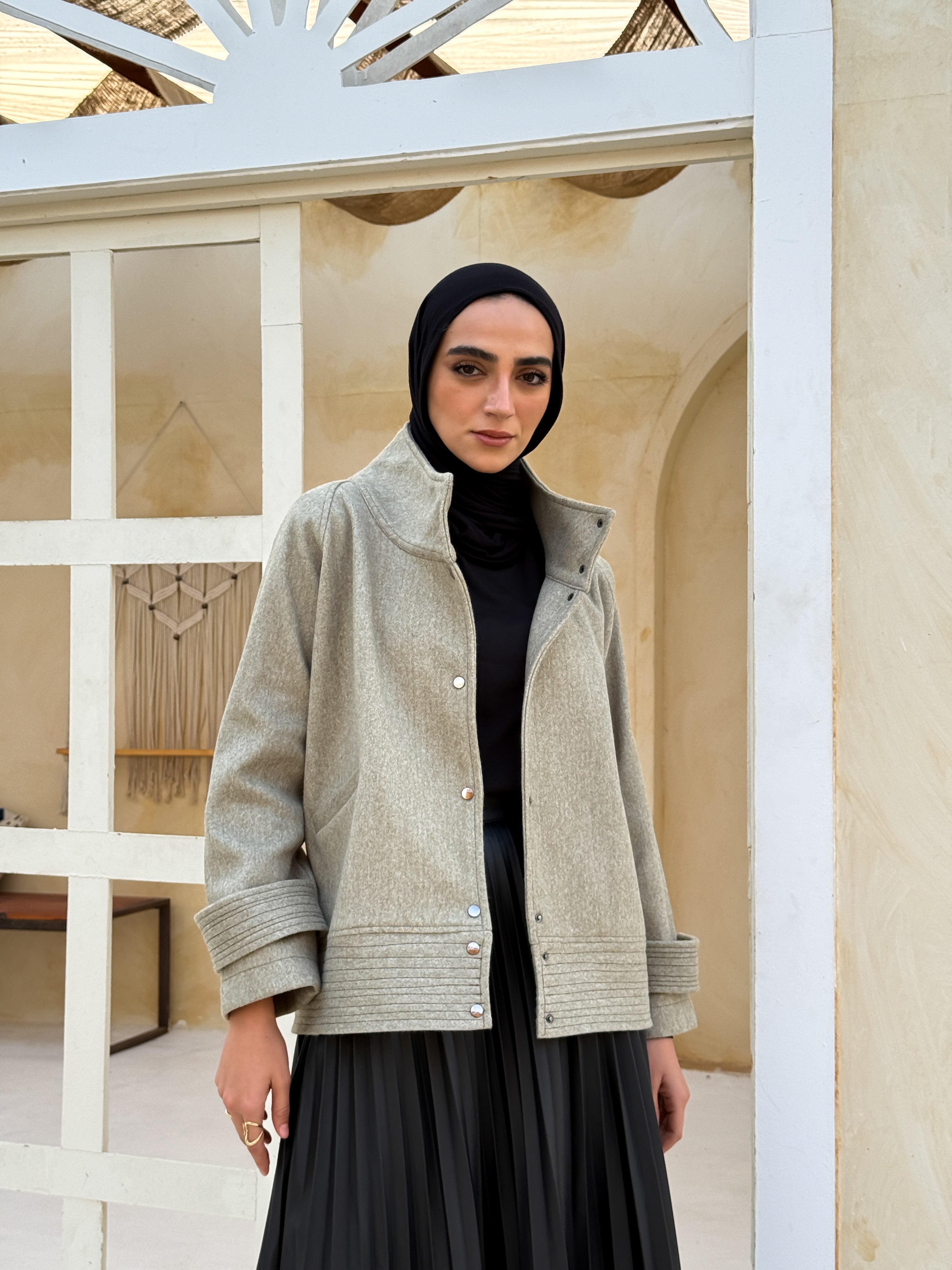 Stitched Felt Jacket - Olive