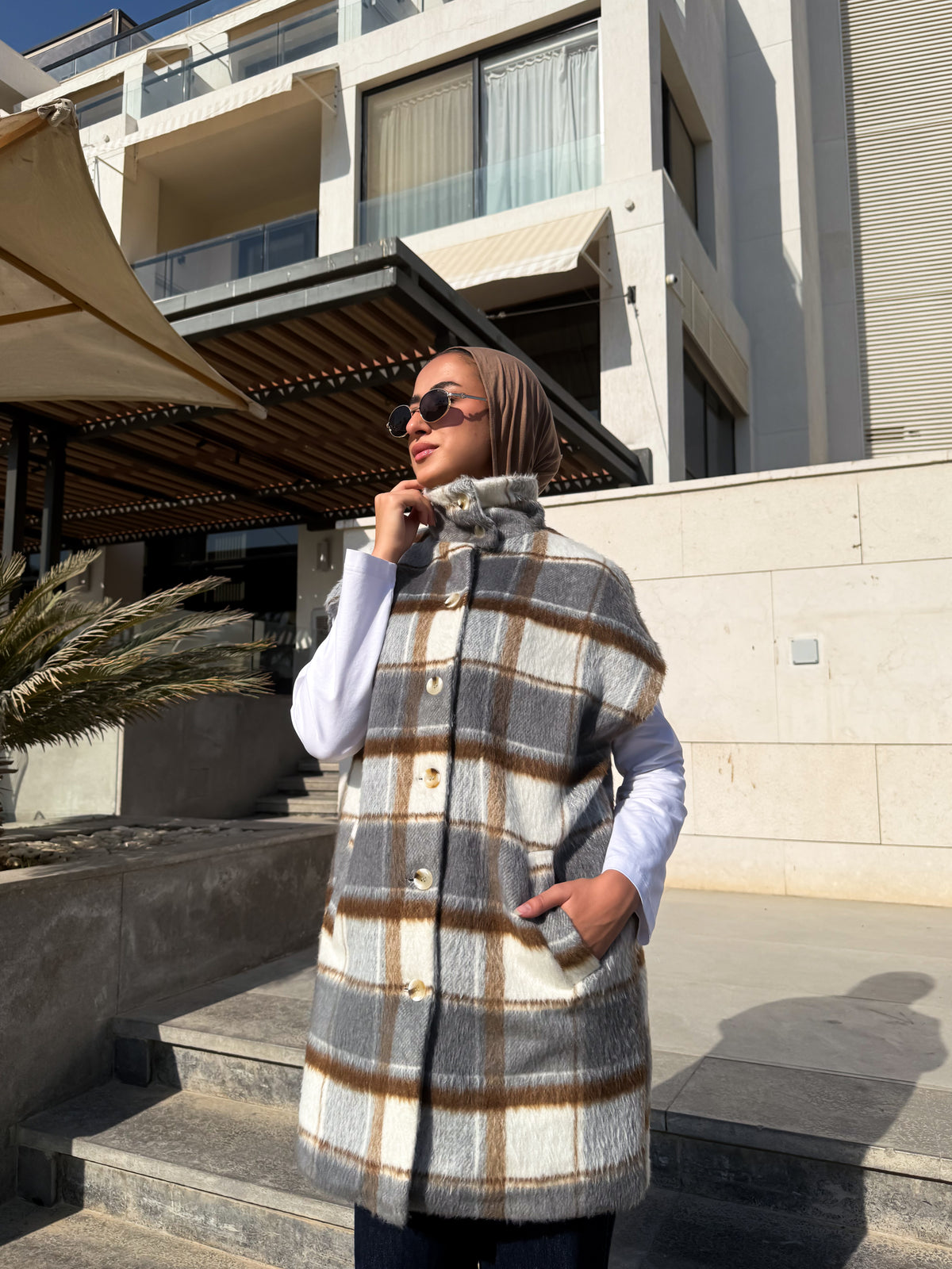 Checked Vest - Gray