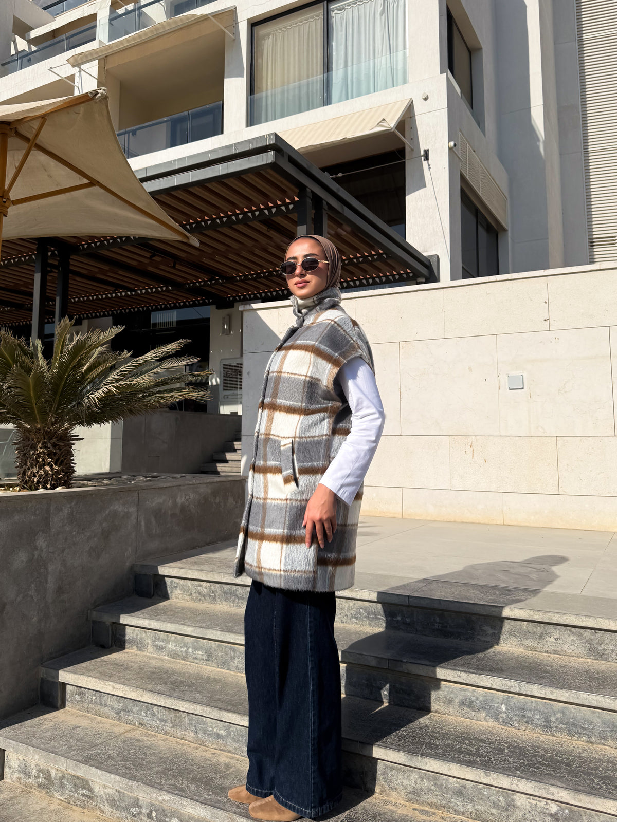 Checked Vest - Gray