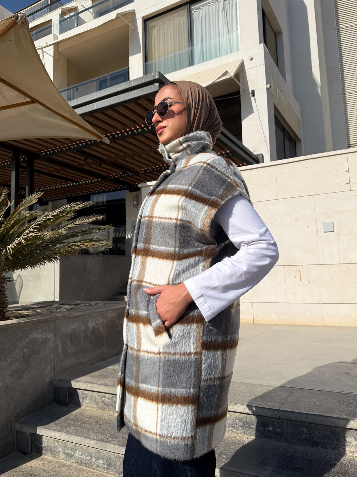 Checked Vest - Gray