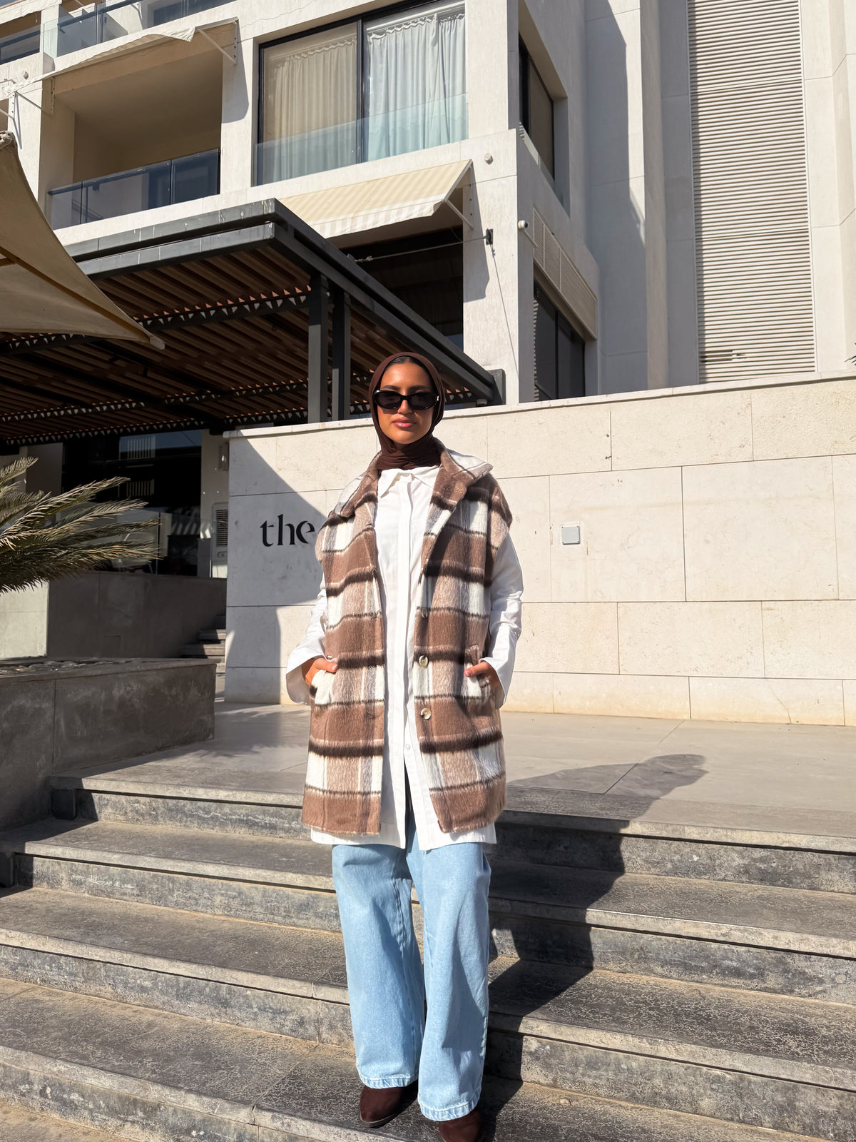 Checked Vest - Beige