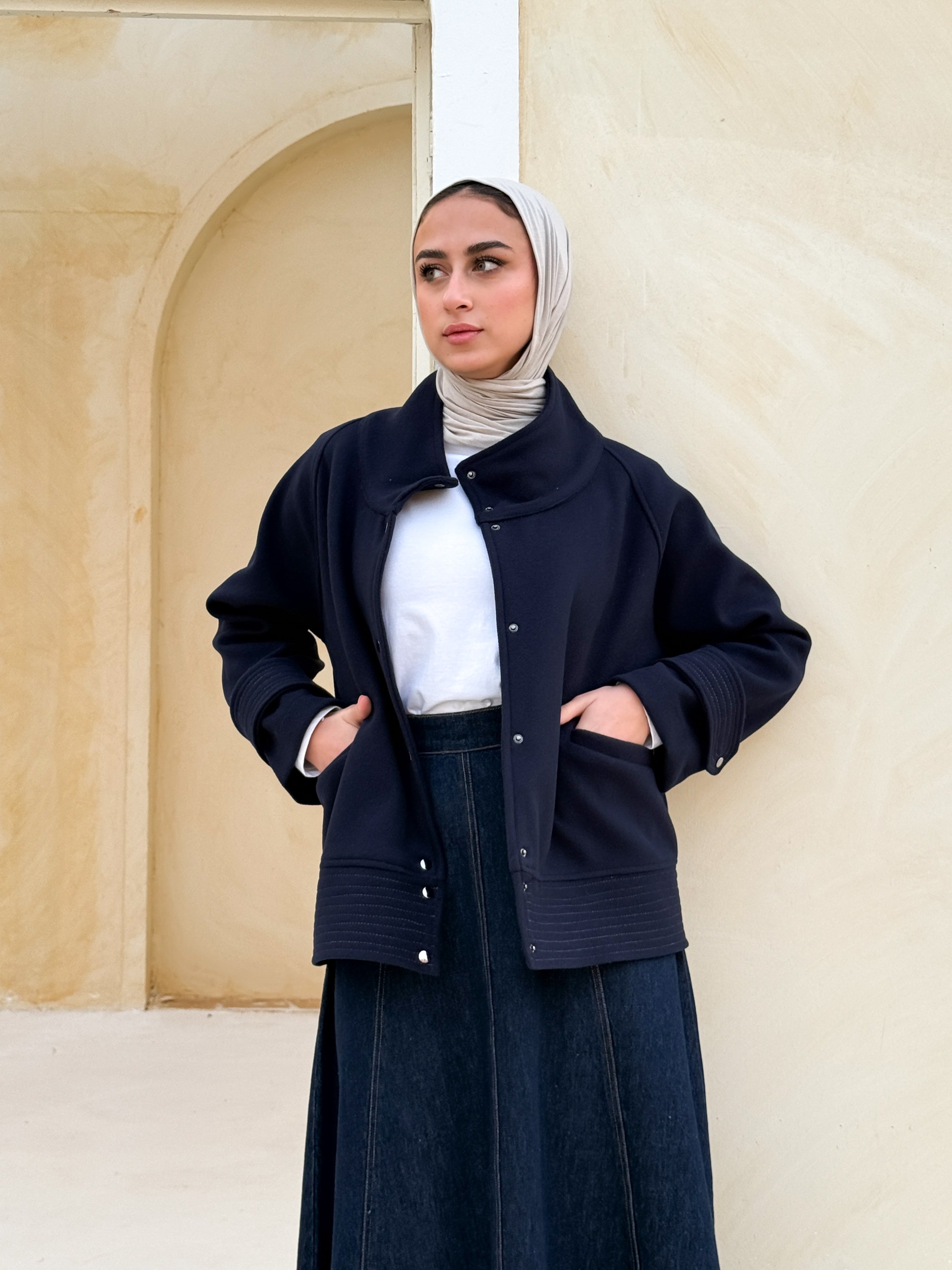 Stitched Felt Jacket - Blue