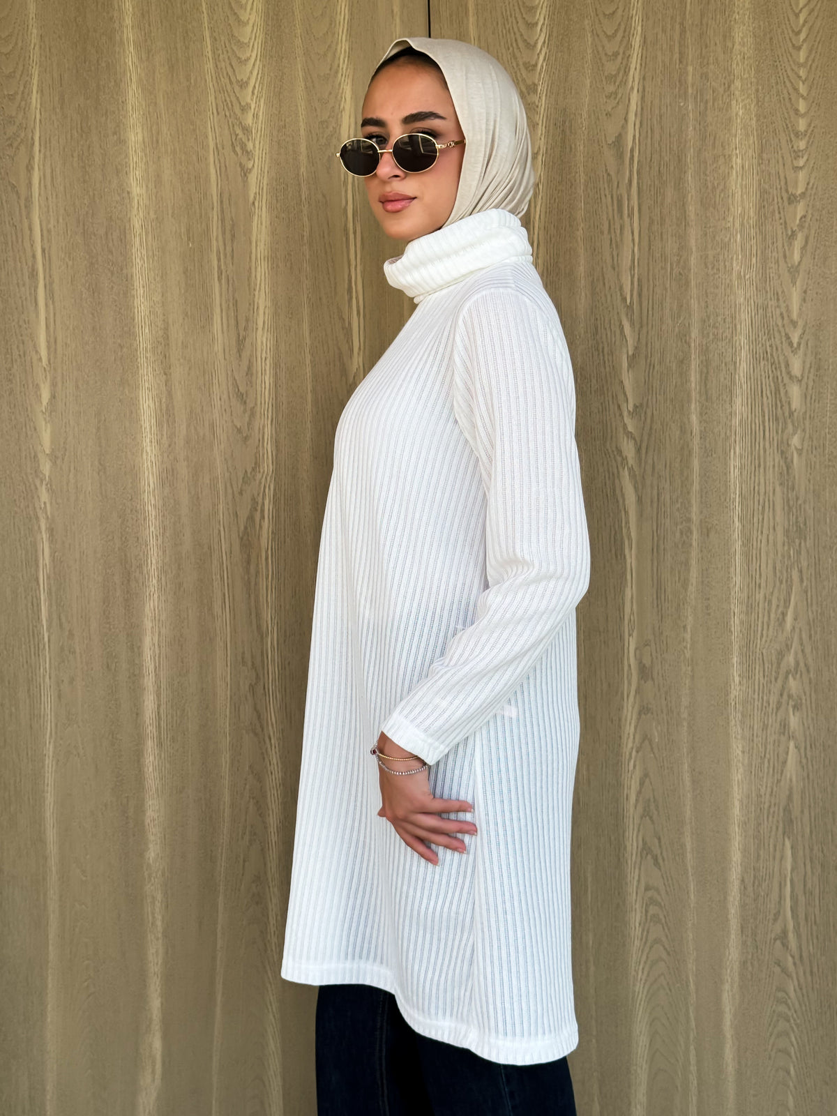 Basic Ribbed Blouse-White
