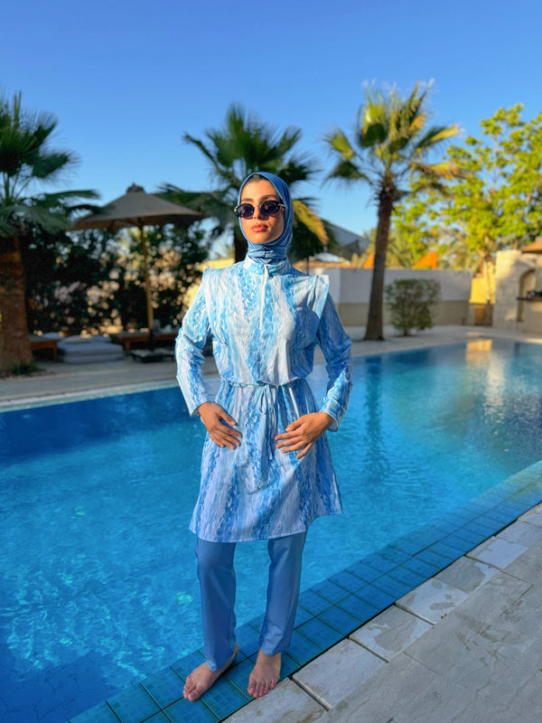 Burkini Edged Shoulder - Baby Blue