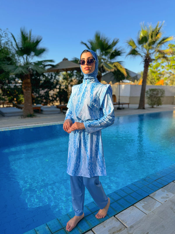 Burkini Edged Shoulder - Baby Blue