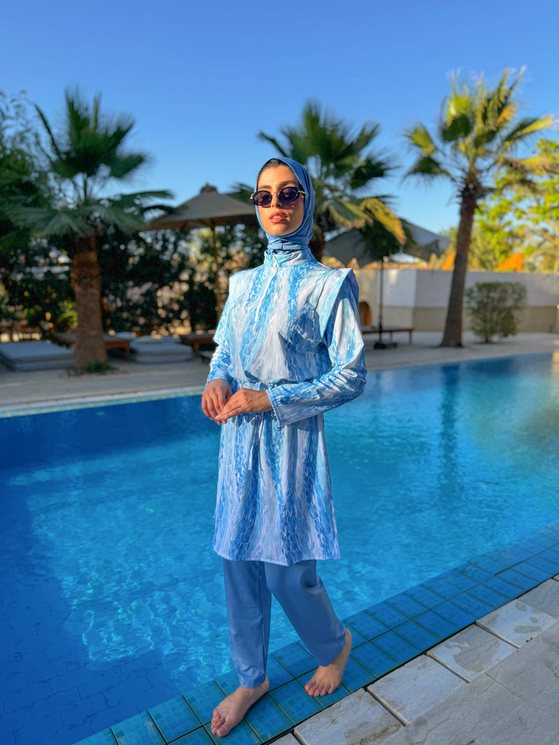 Burkini Edged Shoulder - Baby Blue
