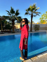 Burkini With Piping - Maroon