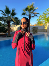 Burkini With Piping - Maroon