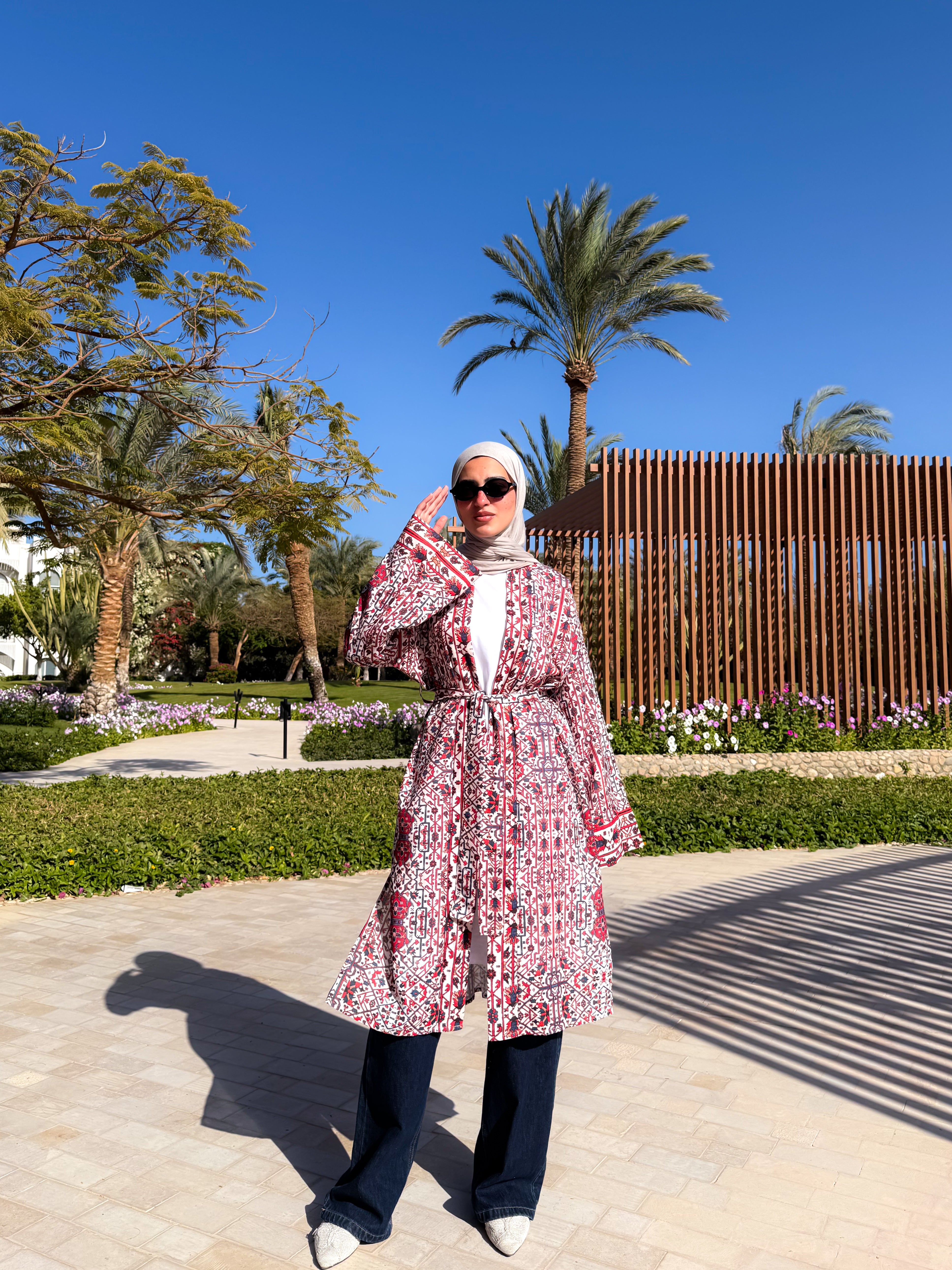 Patterned Cardigan-Red